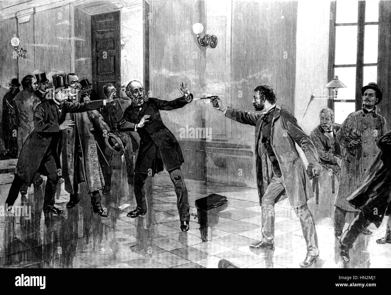 Assassination attempt of Jules Ferry at the Chambre des Députés on December 10, 1887. Stock Photo