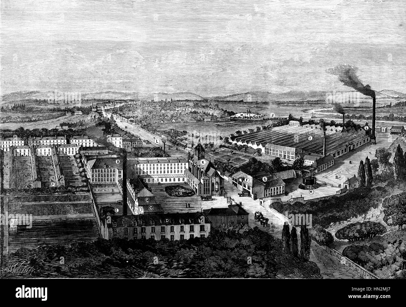 Manufacture Bon Secours in Nancy Cotton mill and weaving 19th century France Stock Photo
