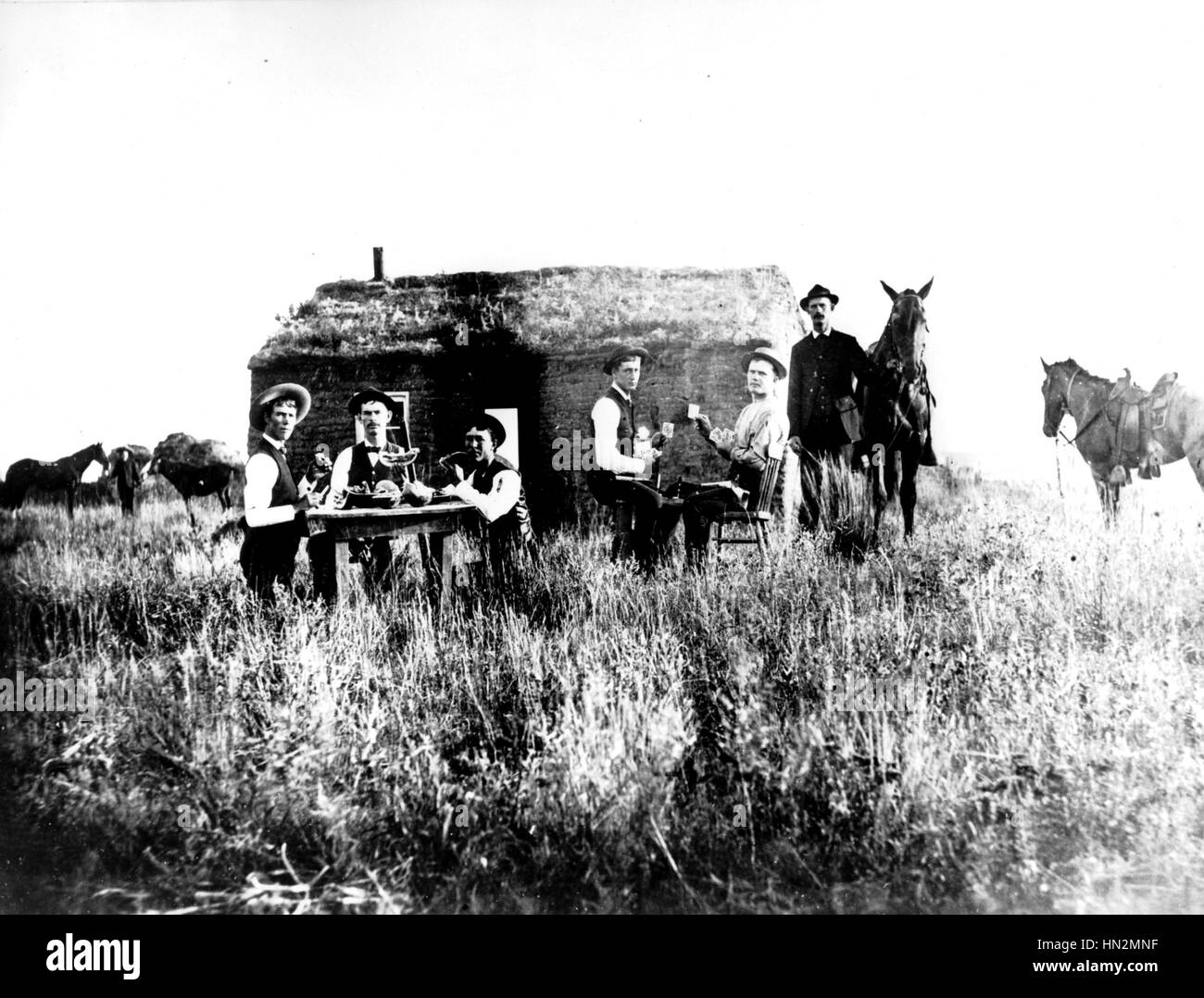 The Conquest of the West: farmers in the Custer country, Nebraska 1886 United States Washington. Library of Congress Stock Photo