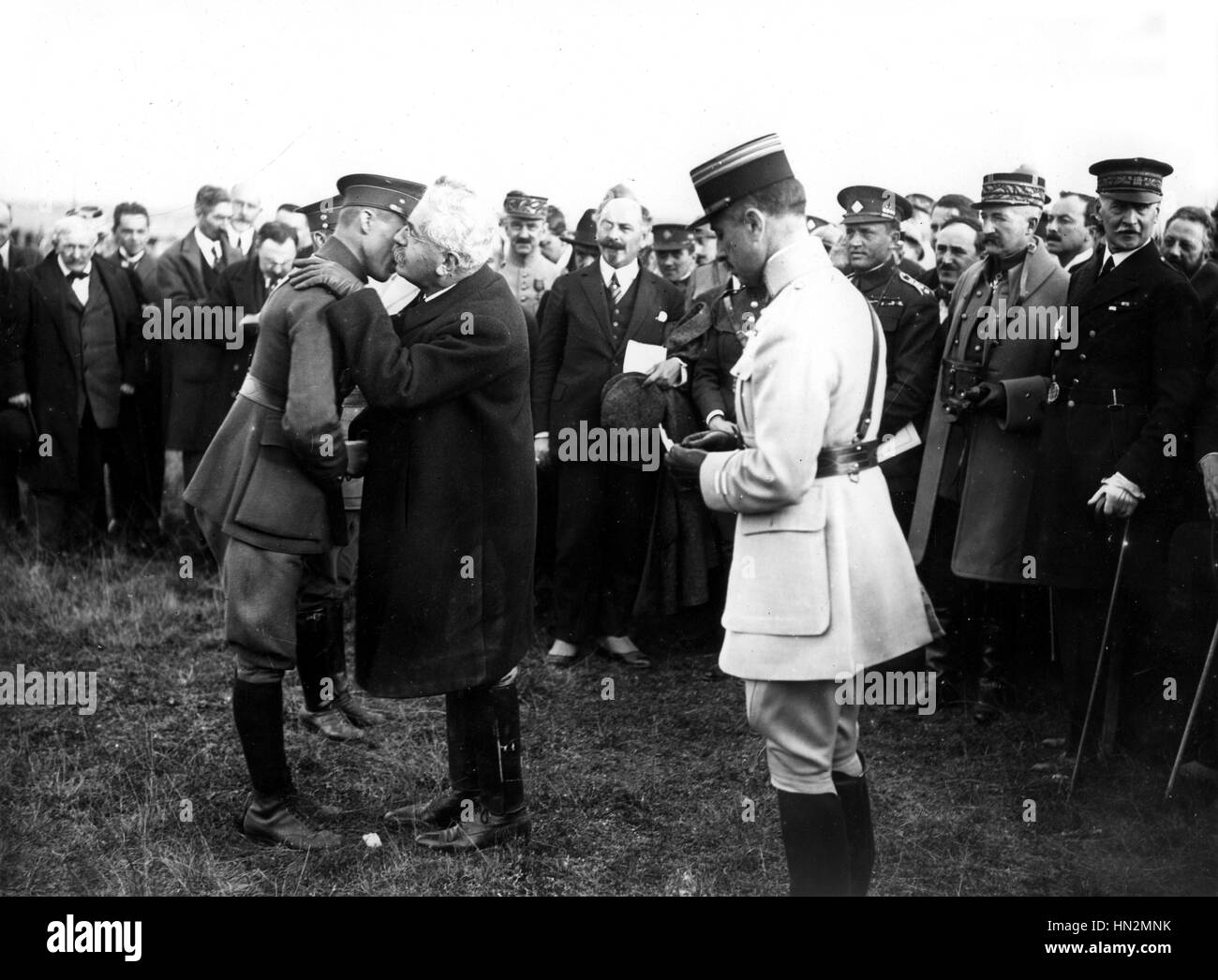 Millerand awards the Legion of Honnor cross to Czechoslovak officers October 1923 France Paris. National Library Stock Photo