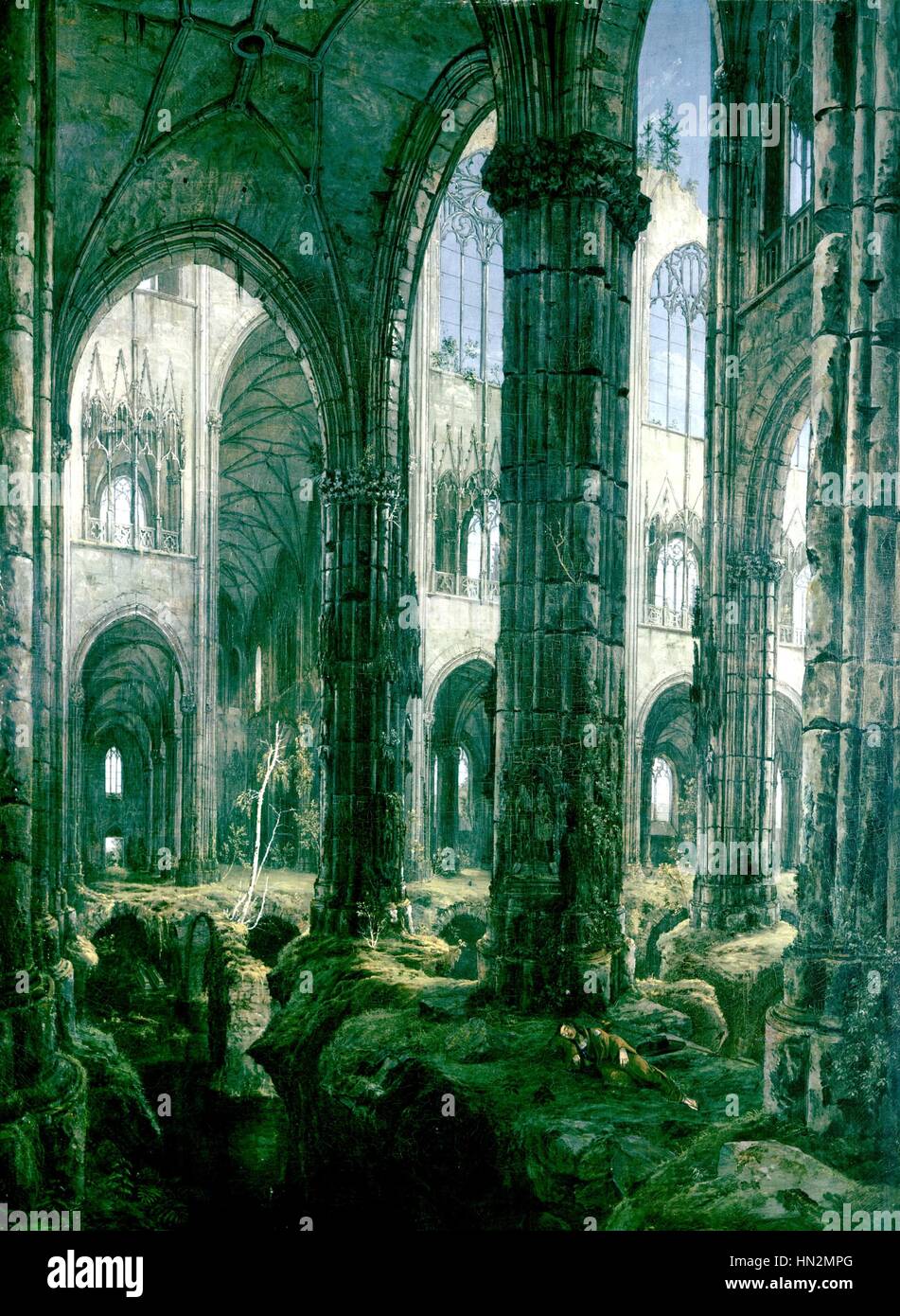 Ruins of the Dresden gothic cathedral, Germany 19th century Karl Blechen Dresden, Fine Arts museum Stock Photo