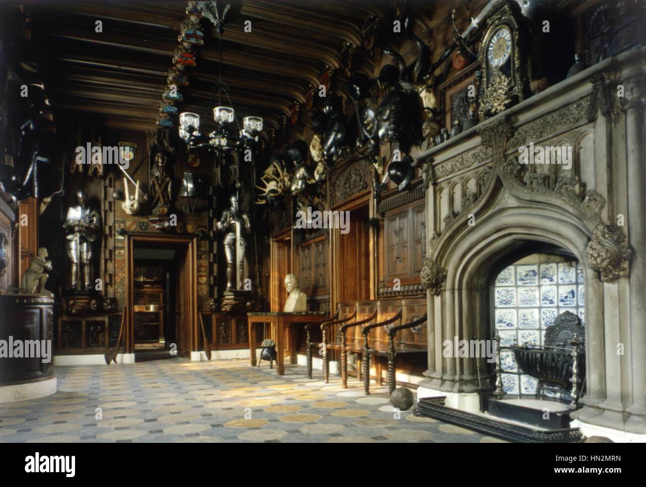 Arms room of Sir Walter Scott's house in Abbotsford, Scotland 20th century England Stock Photo