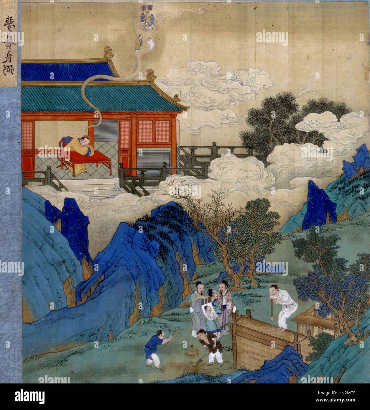 Emperor Kao Tsong's Dream, from the Chang dynasty (he had a dream, in which he saw a person who could be helpful to govern his empire). Mid 17th century China Paris. Bibliotheque nationale Stock Photo