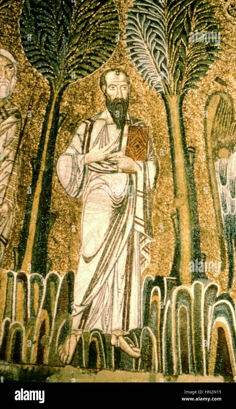 Salonika Apostle Paul Mosaic of Hagia Sophia 9th century Byzantine art Stock Photo