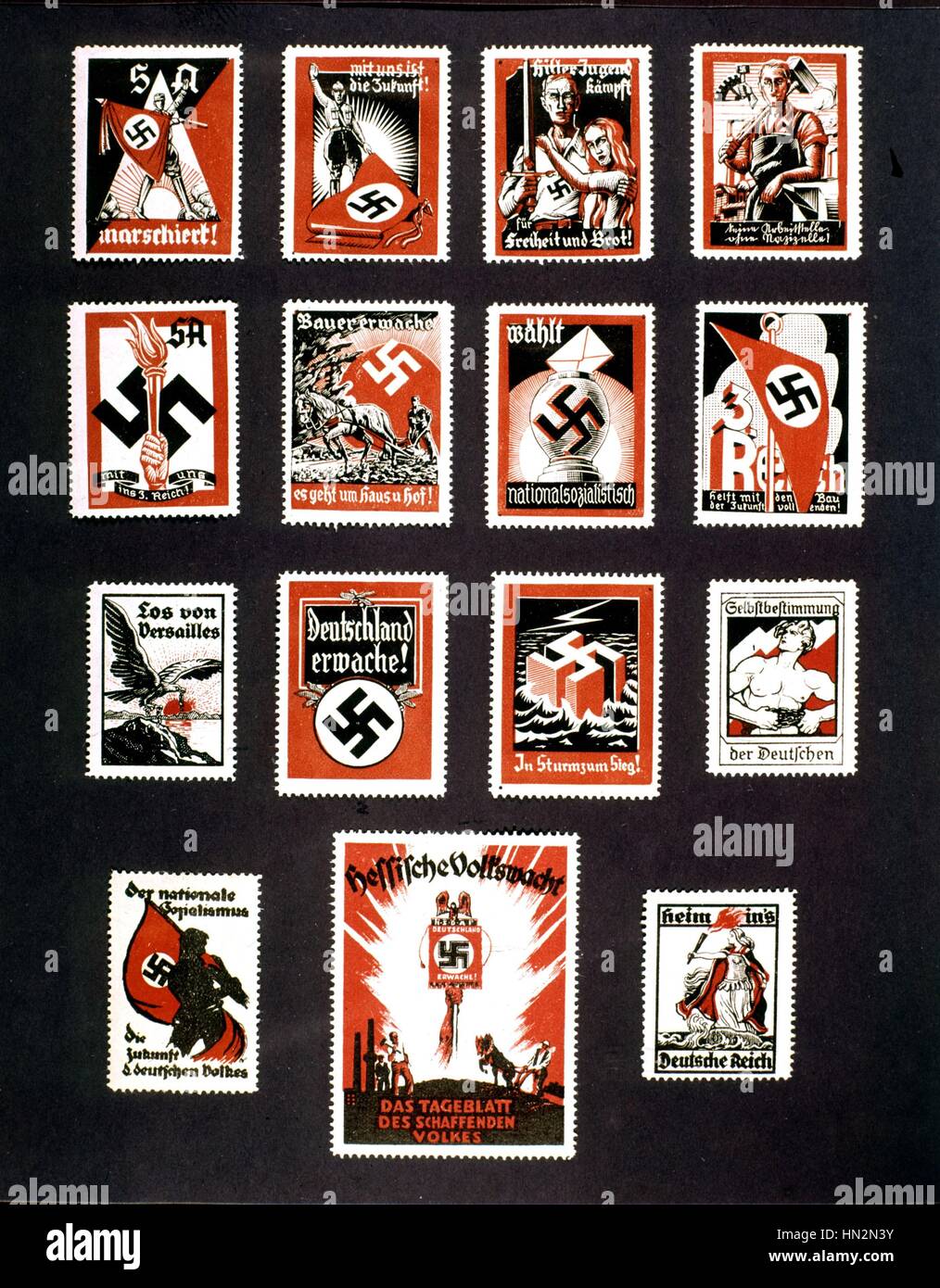Nazi propaganda stamps 20th century Germany Private collection Stock Photo