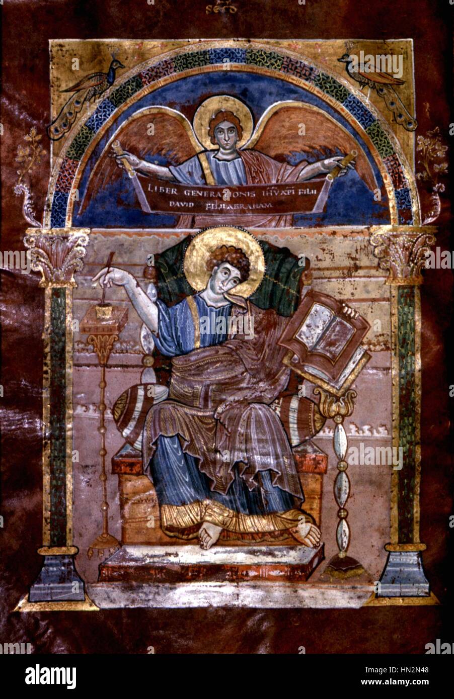 St. Riquier's Gospel (or evangelistary of Charlemagne) Manuscript 9th century Abbeville, Bibliotheque municipale Stock Photo