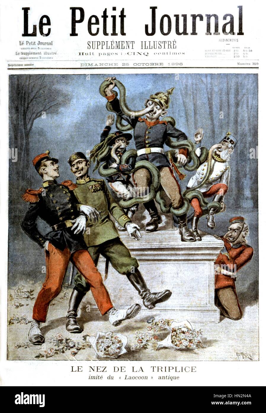 Caricature, in 'Le Petit Journal', Oct. 25,1896, against the 'Triple Alliance' France 1896 Stock Photo