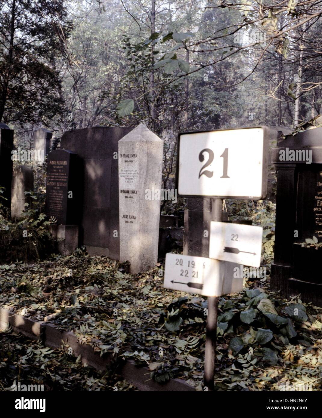 Franz Kafka tomb New jewish cemetery, Prague 20th  Czechoslovakia Stock Photo