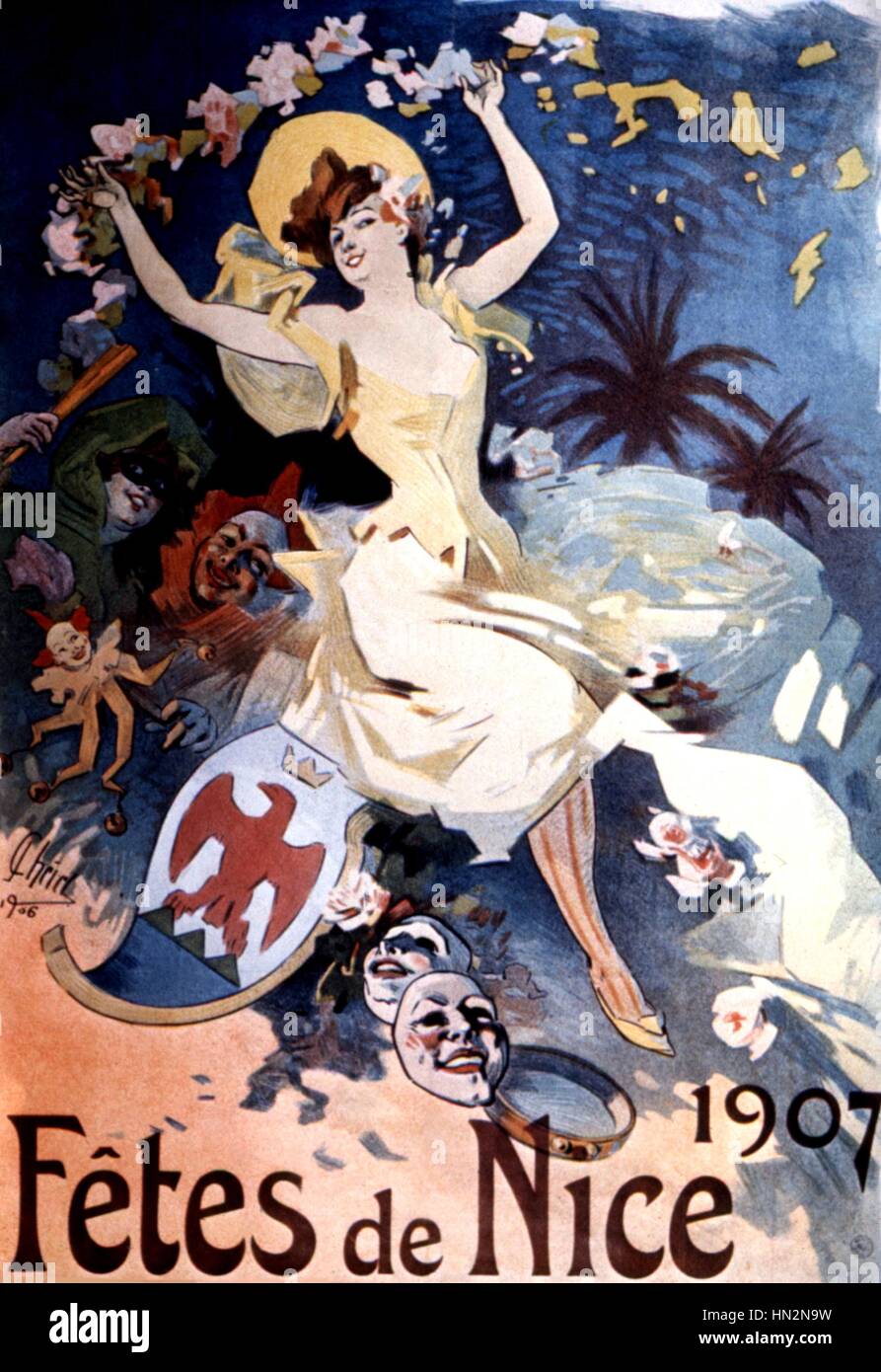 Advertising poster for the Festivities at Nice, 1907 1836-1932 Jules Cheret Musee Cheret Stock Photo