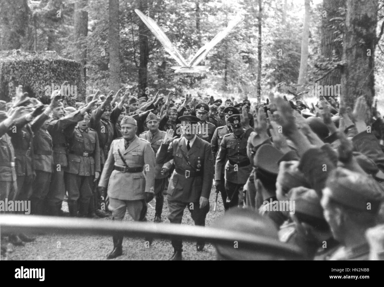 Mussolini and Hitler at the Wehrmacht Oberkommando  Summer 1941 Germany - Second World War Stock Photo