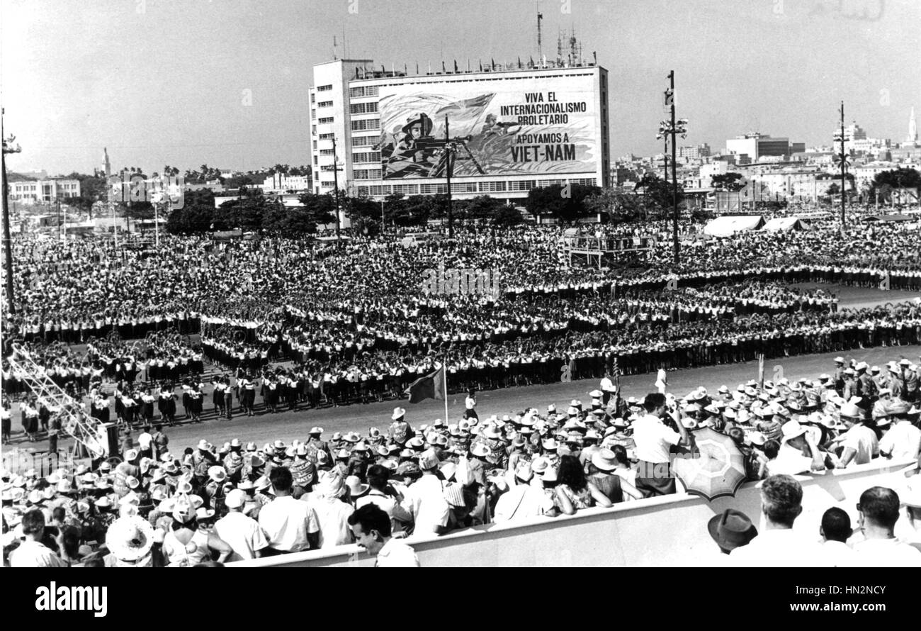 Parade celebrating the anniversary of the revolution 20th century Cuba Stock Photo