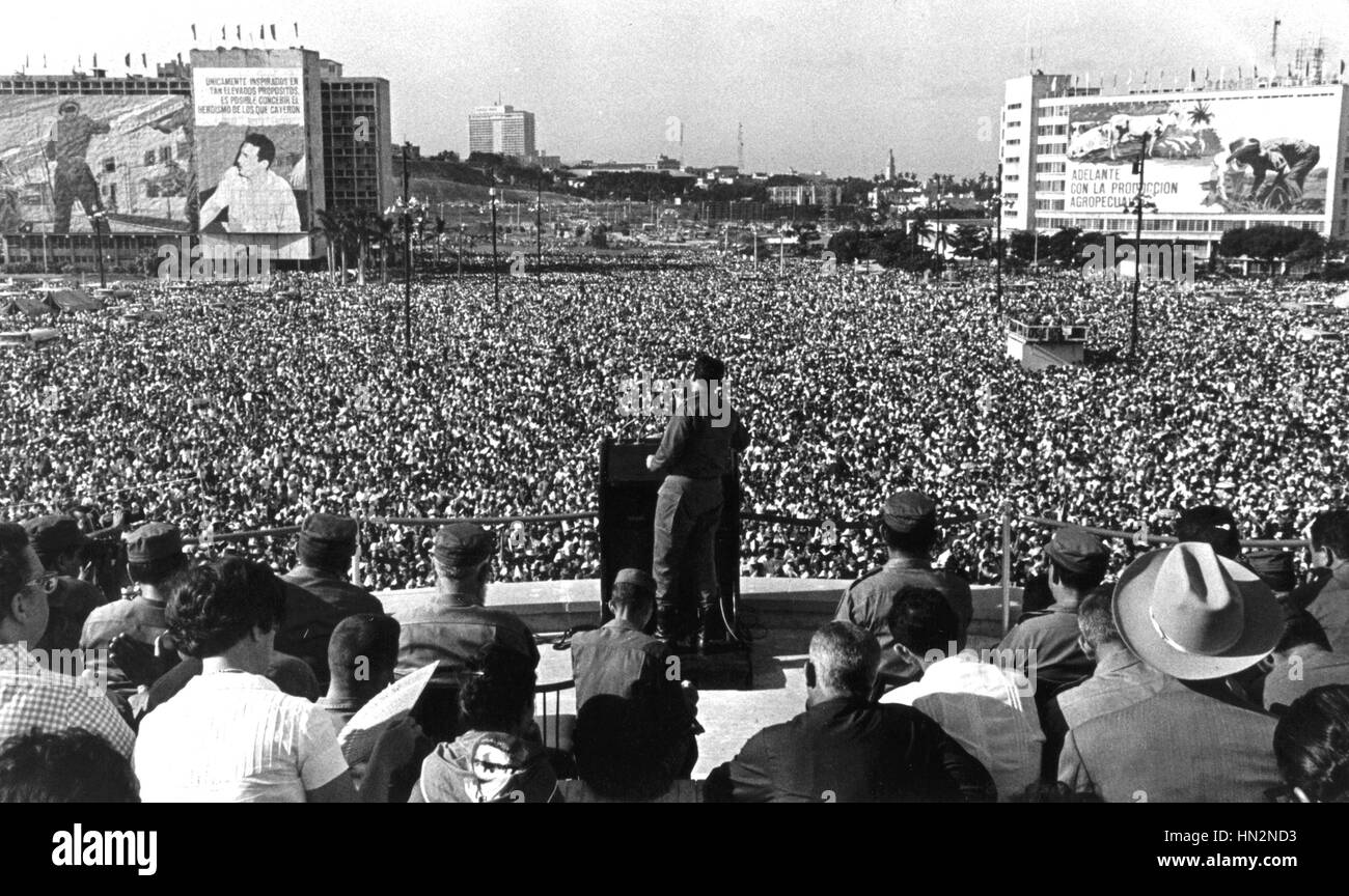 Fidel Castro's speech in La Habana after having taken power 1961 Stock Photo