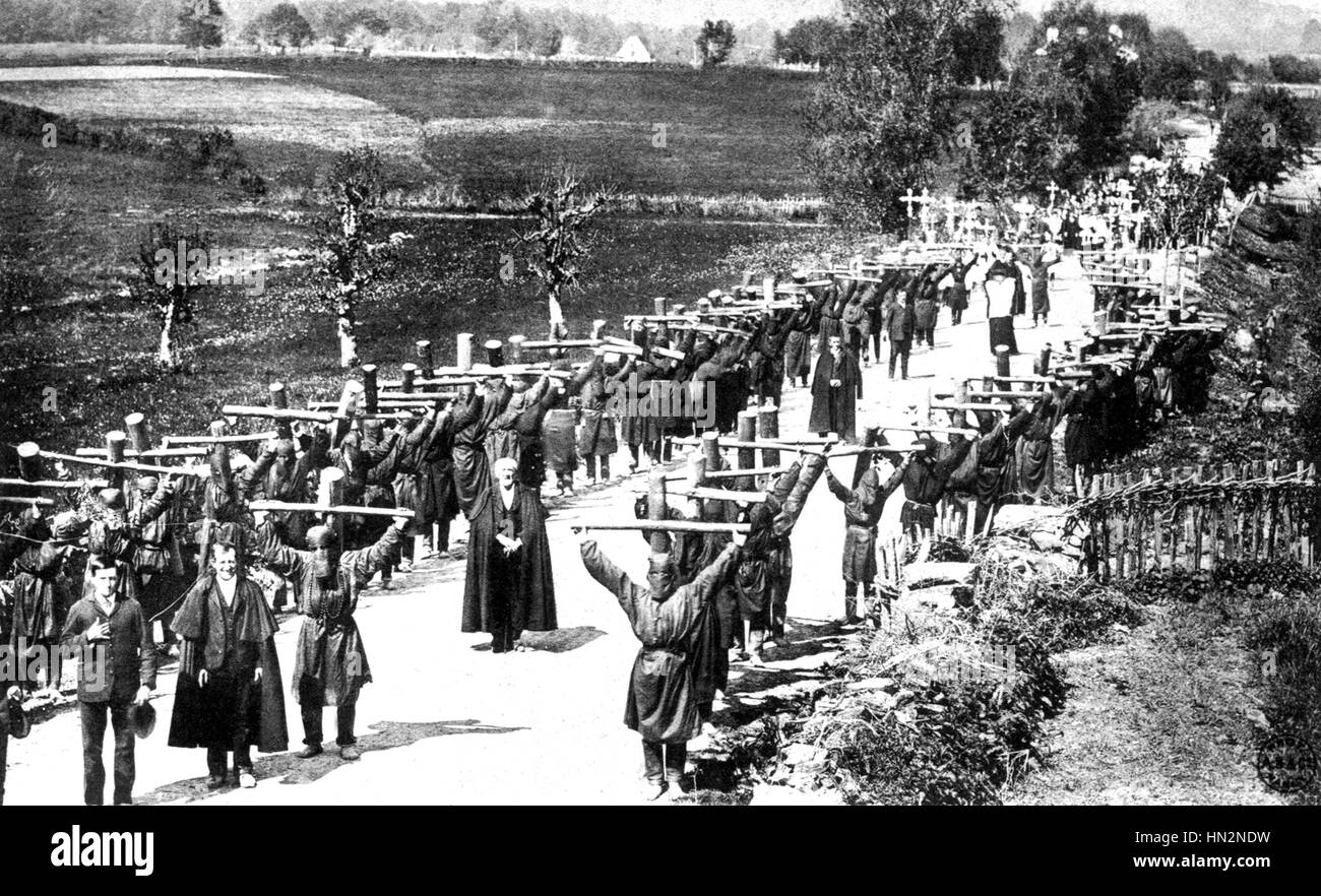Roncevaux procession Around 1900 Spain Stock Photo