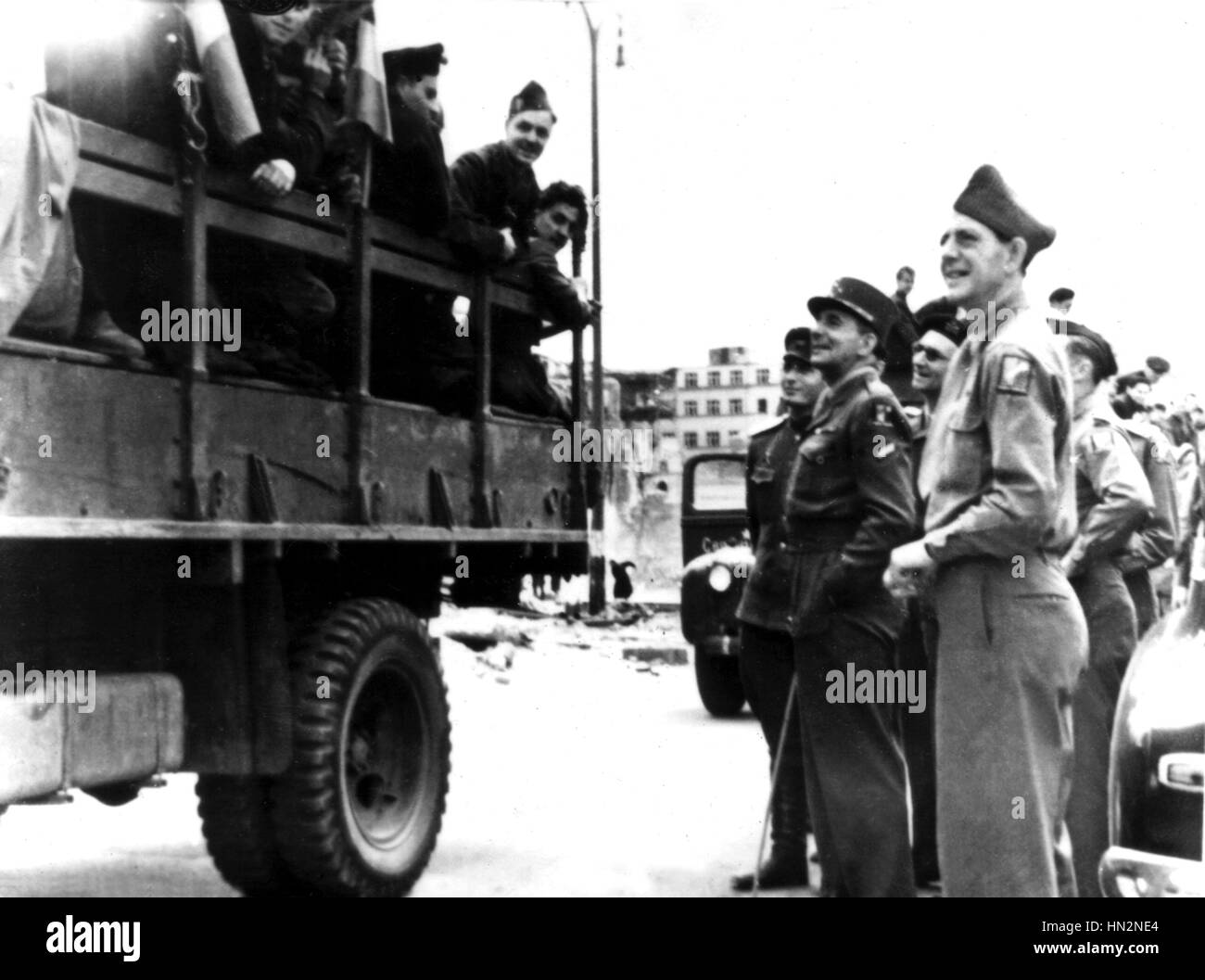 General de Lattre de Tassigny and his troops in Berlin May 1945 Germany - World War II Stock Photo