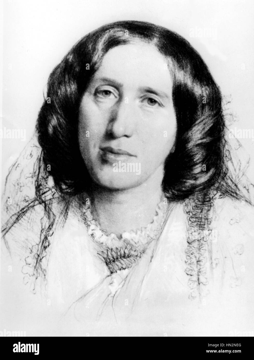 Sir F.W. Burton Portrait of George Eliot (1819-1880), British woman of letters England,  19th century London, National Gallery Stock Photo