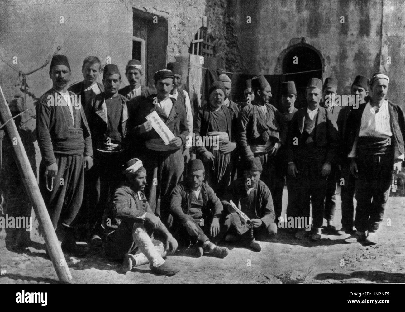 Armenian revolutionaries who took part in the attack against the Ottoman Bank in Constantinople Turkey 1896 Stock Photo