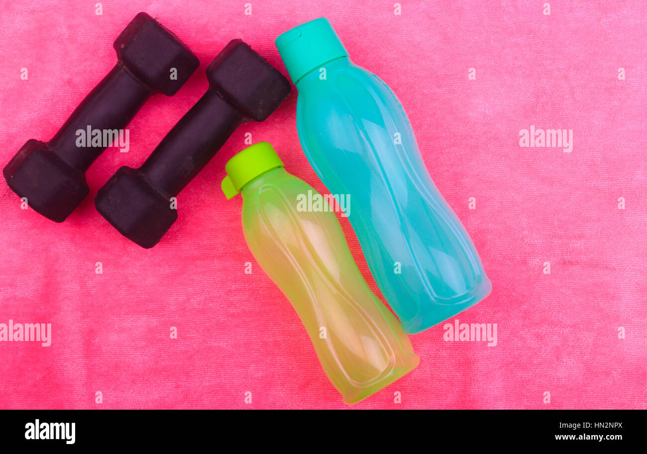 Gym Gear, gym clothes and sports wear kit for working out Stock Photo