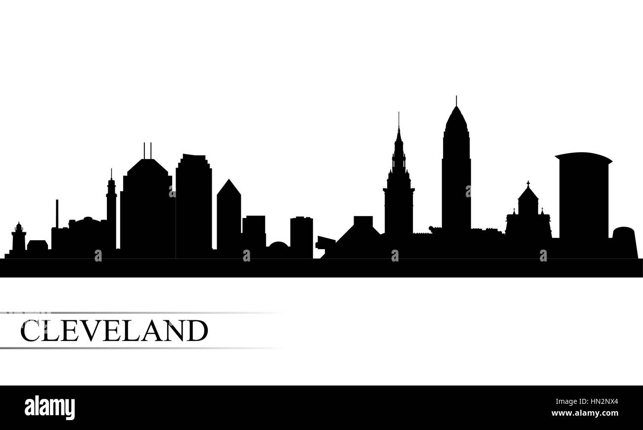 Cleveland city skyline silhouette background, vector illustration Stock