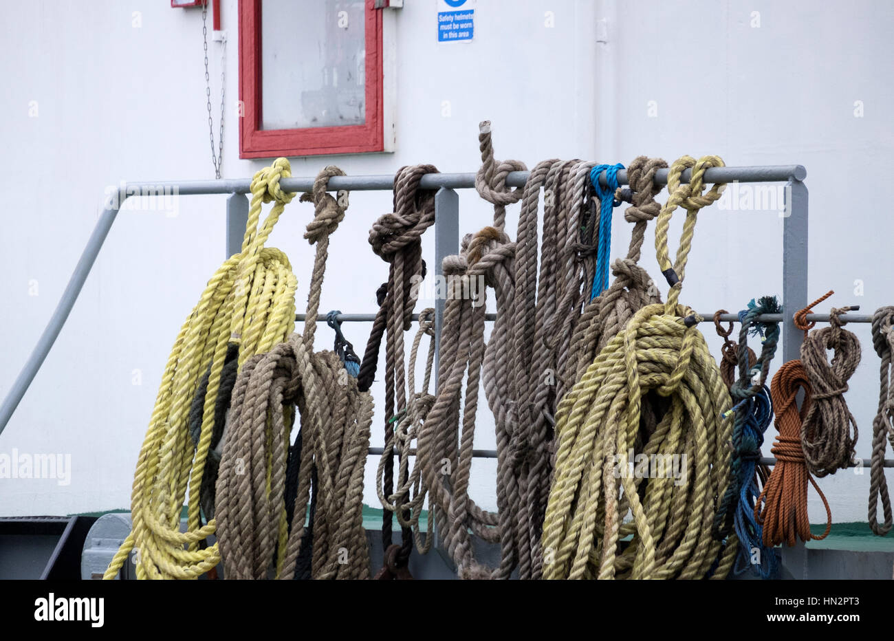 Ropes on a ship Stock Photo - Alamy