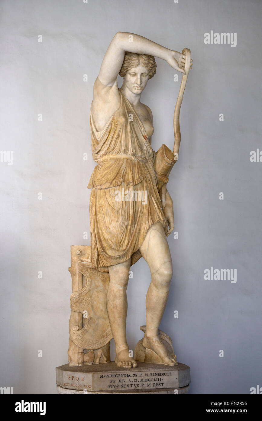 Rome. Italy. Statue of Wounded Amazon, from a Greek  original by Phidias, head is a replica of Amazon by Polykleitos, Capitoline Museums. Stock Photo