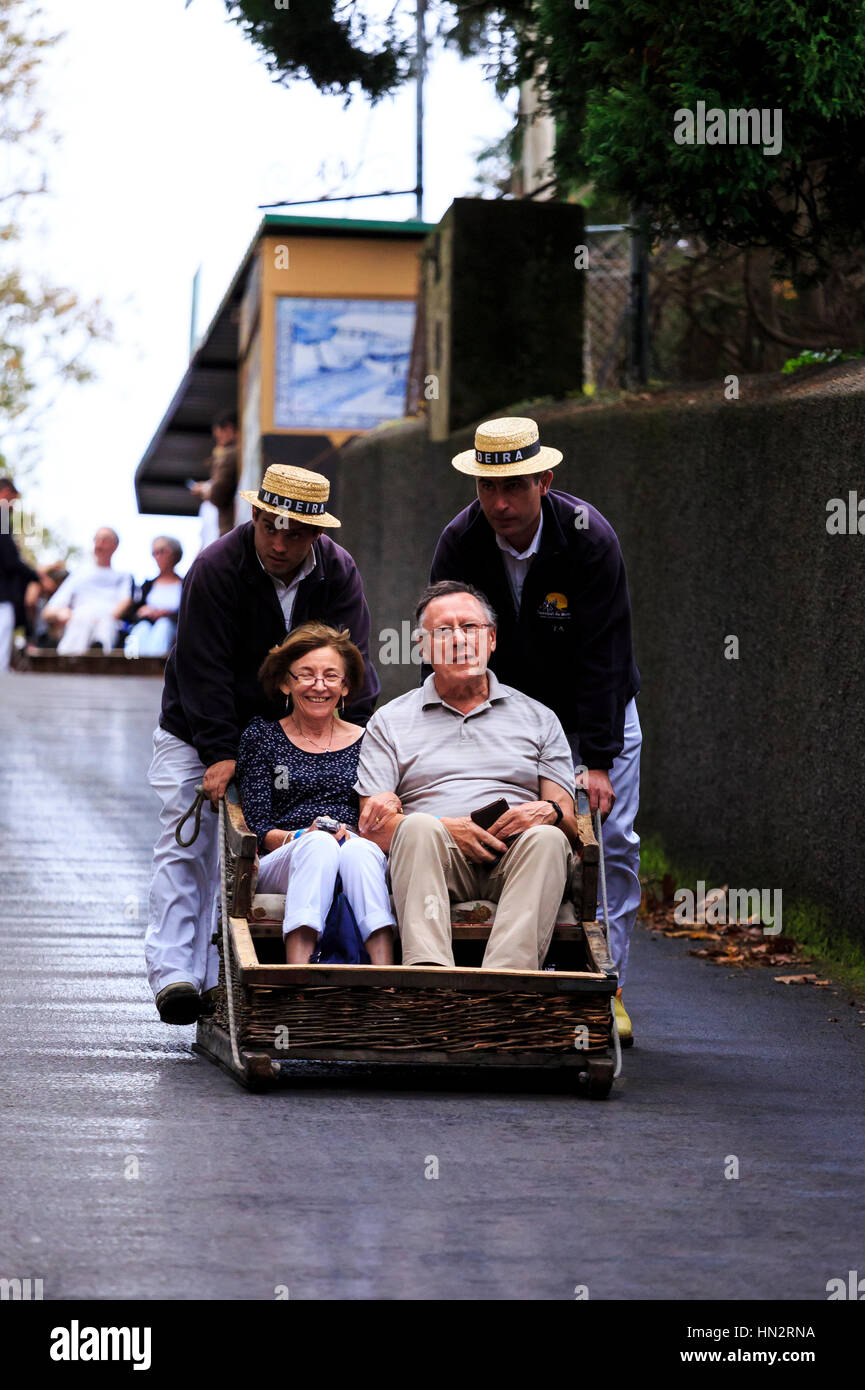 famous monte toboggan ride, Funchal, Madeira Stock Photo Alamy