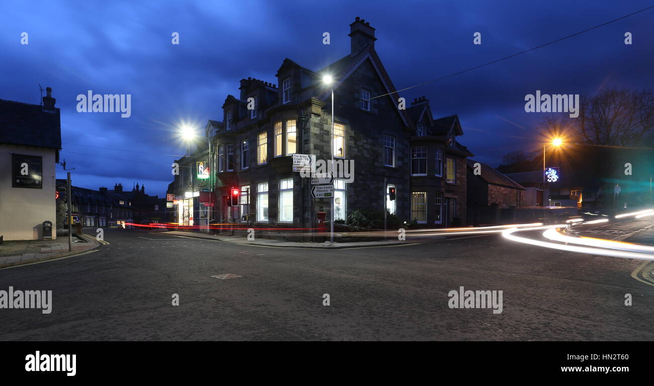 Aberfeldy street scene by night  Aberfeldy Perthshire Scotland February 2017 Stock Photo
