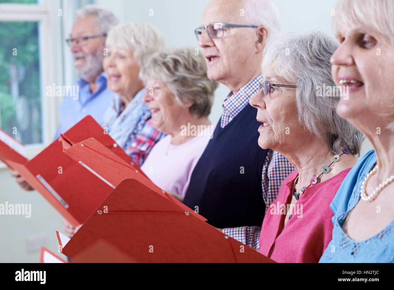 Group Of Seniors Singing In Choir Together Stock Photo Alamy