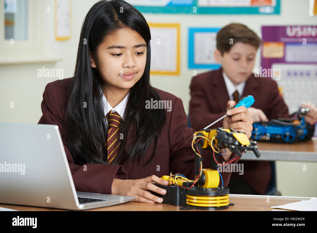Pupils In Science Lesson Studying Robotics Stock Photo