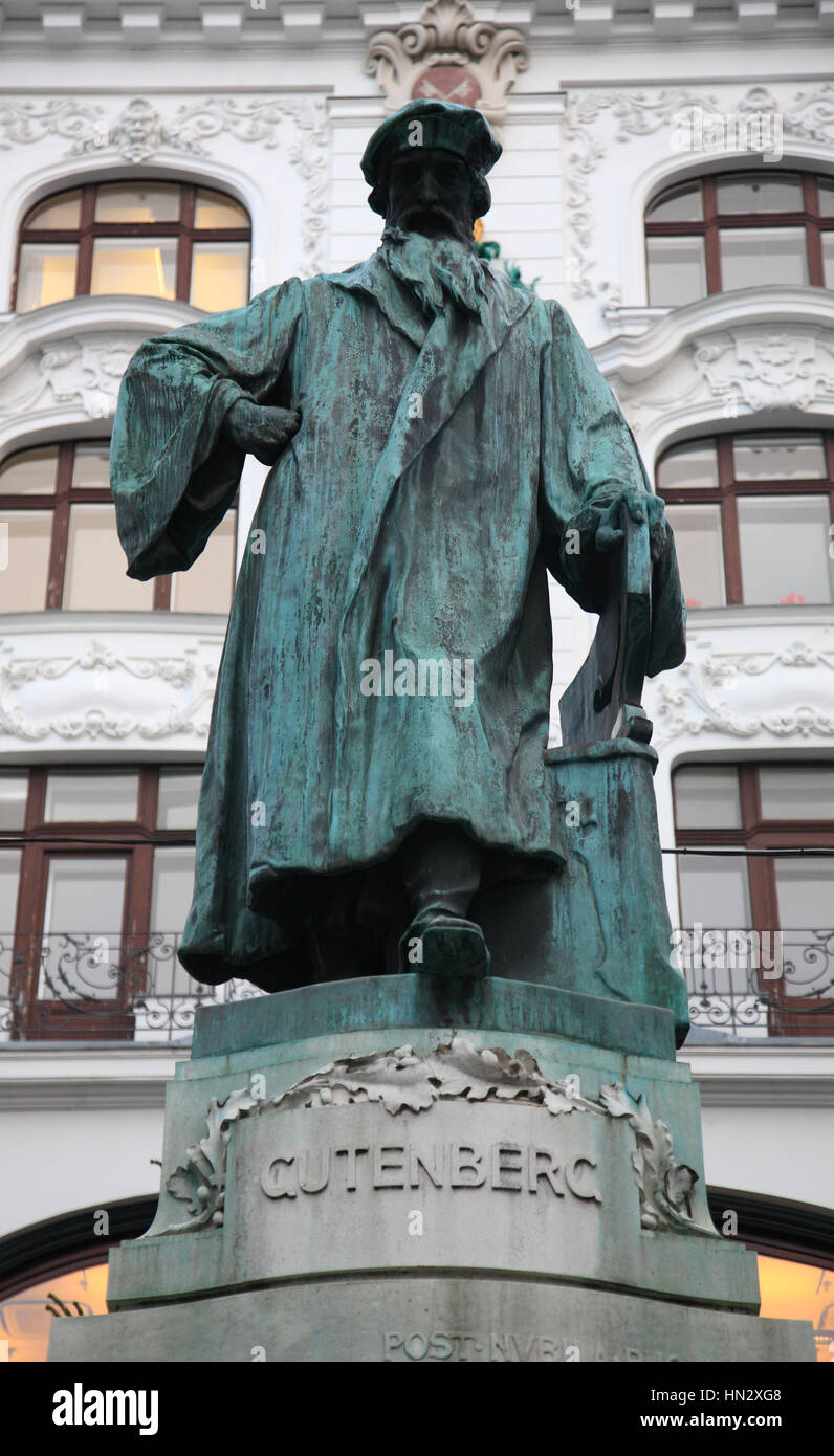 Gutenberg monument, Am Lugeck, Vienna, Austria, Europe Stock Photo