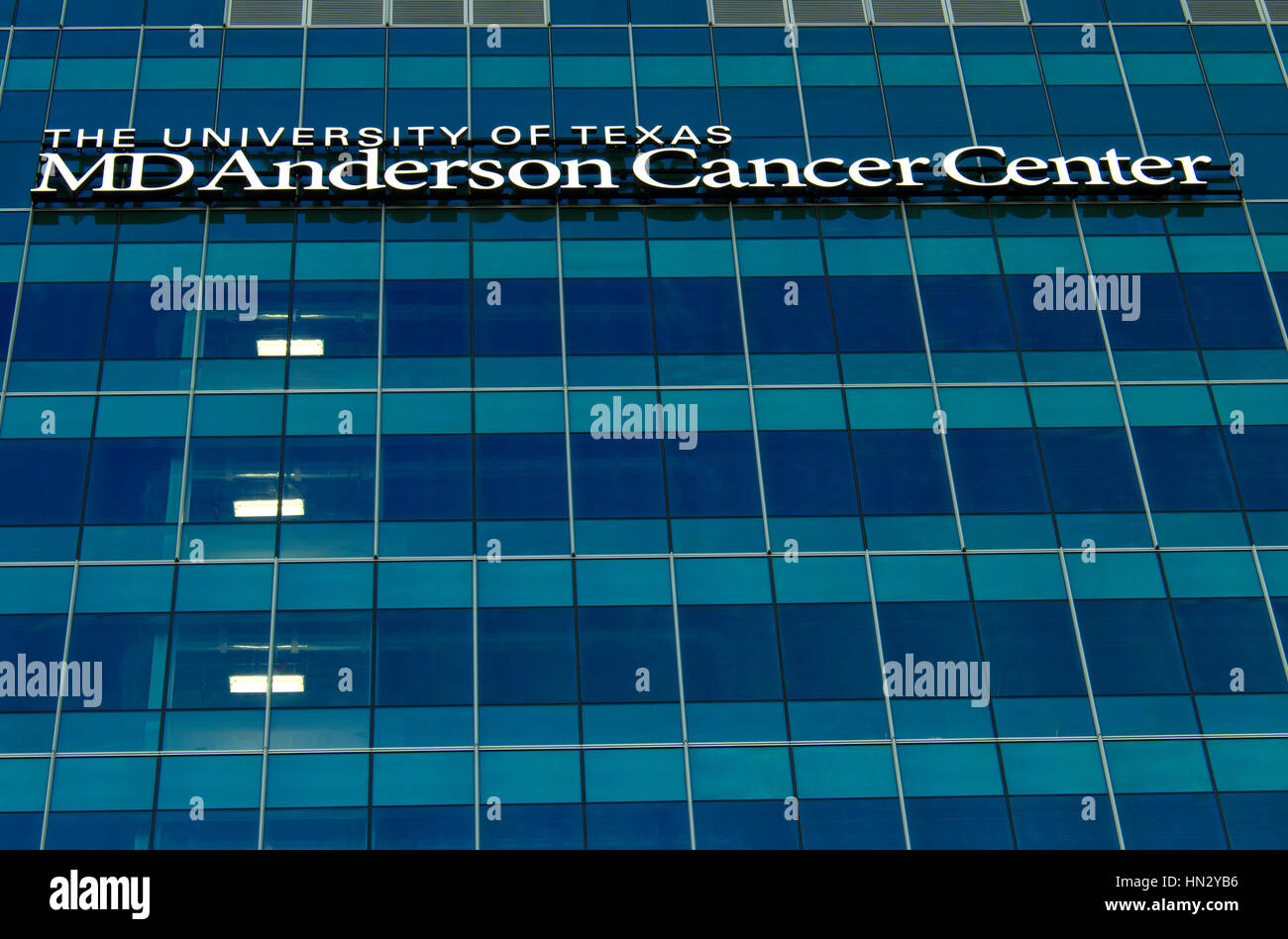 Houston, USA - July, 2015: Logo of MD Anderson Cancer Center located in Houston, Texas by the University of Texas. Stock Photo