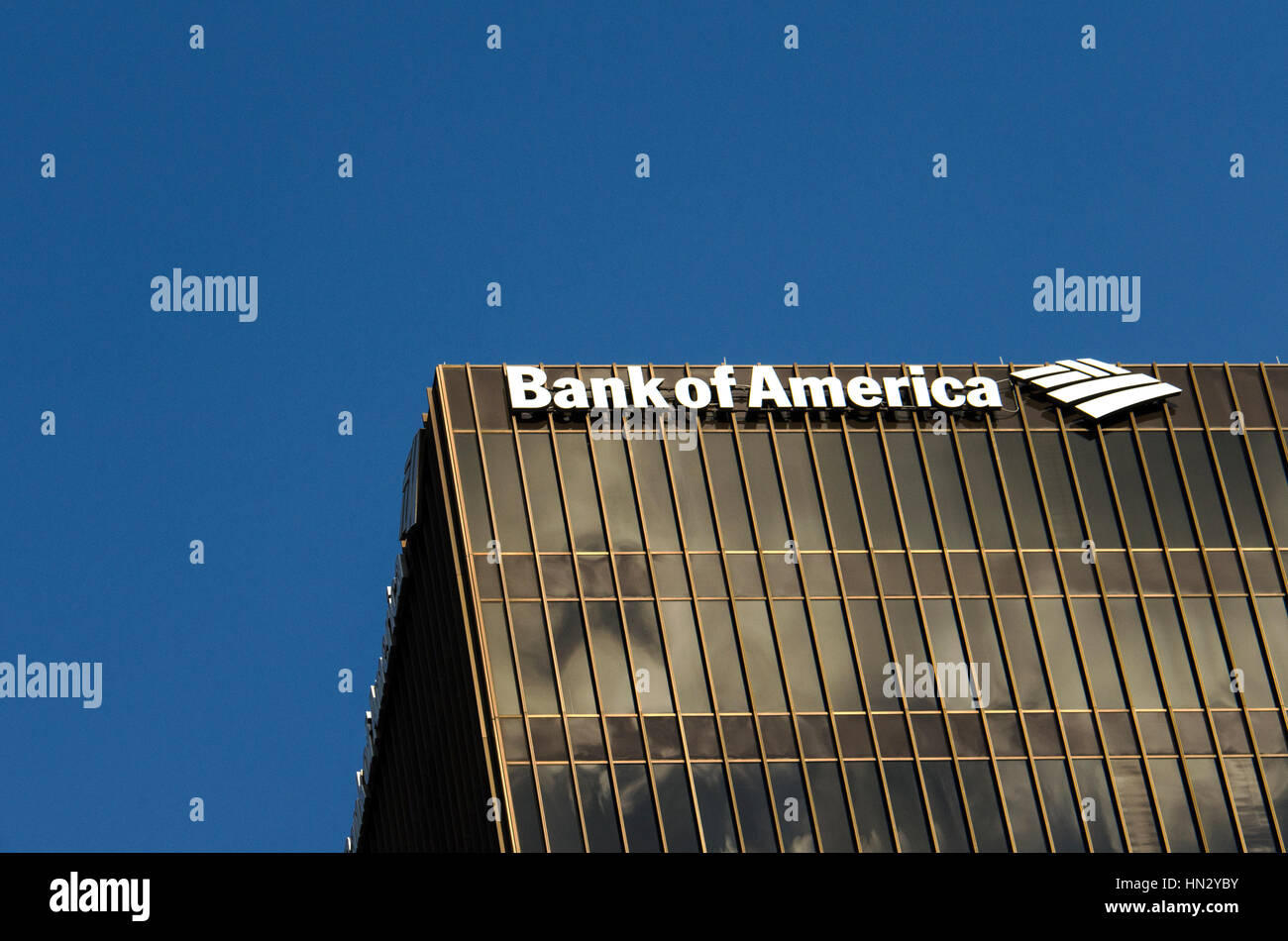 Austin, USA - July 19, 2015: Bank of America logo on one of the office buildings in Austin, Texas., USA. Stock Photo