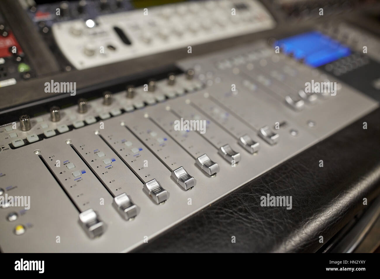 music mixing console at sound recording studio Stock Photo - Alamy