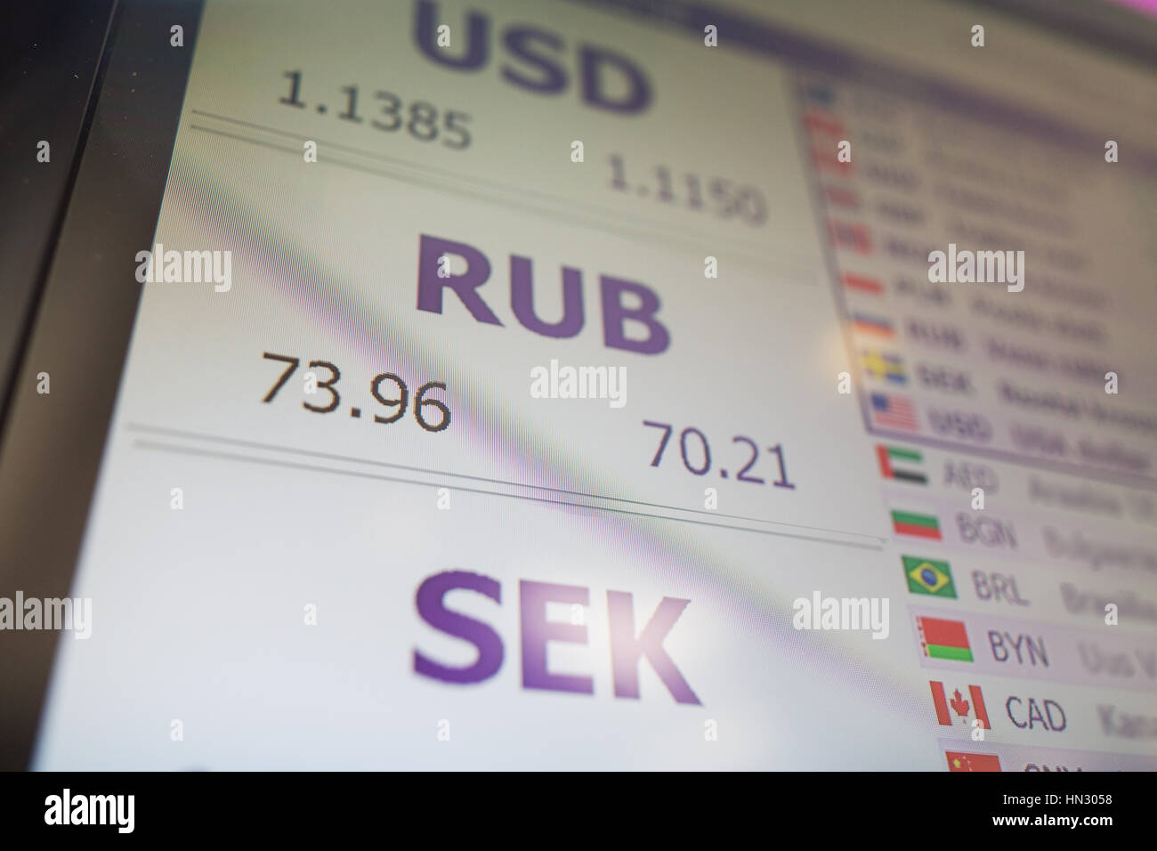 digital display with currency exchange rates Stock Photo Alamy