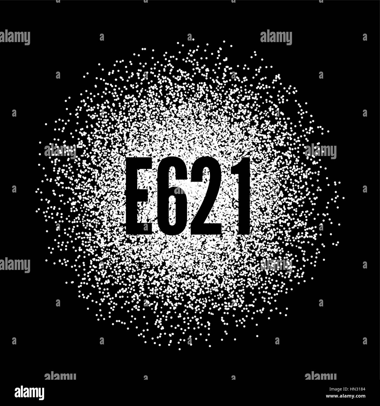 E621 Monosodium Glutamate white powder Stock Vector