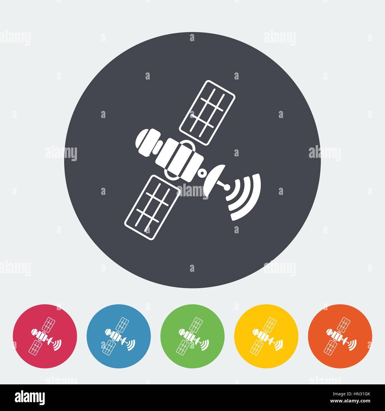 Satellite. Single flat icon on the circle. Vector illustration Stock ...