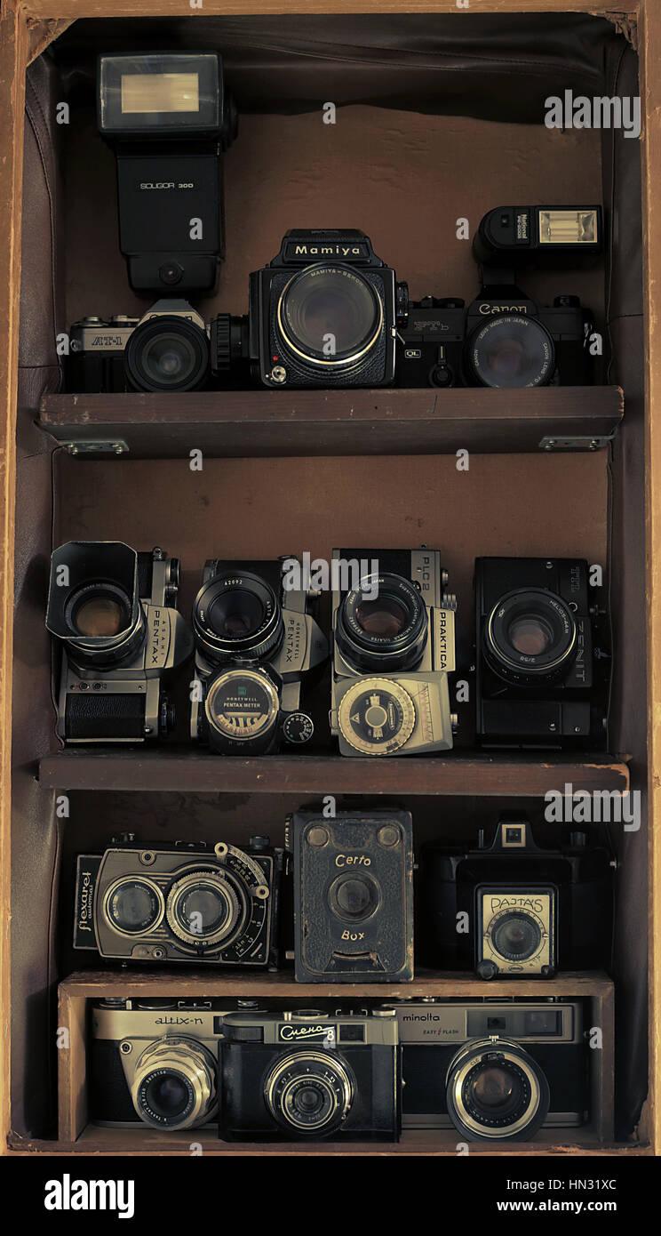 Old vintage camera collection Stock Photo