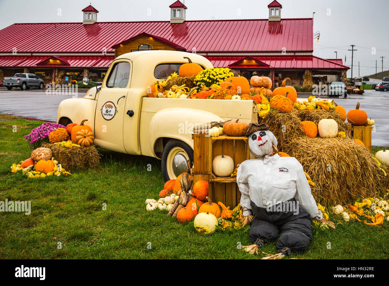An old truck at the Troyer's Country Market store in Berlin, Ohio, USA