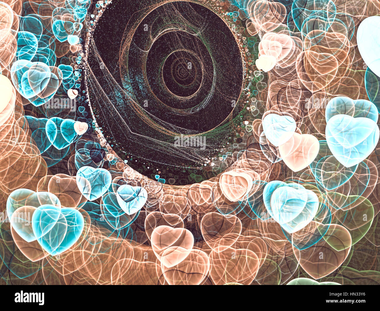 Hearts tunnel - abstract digitally generated image Stock Photo - Alamy