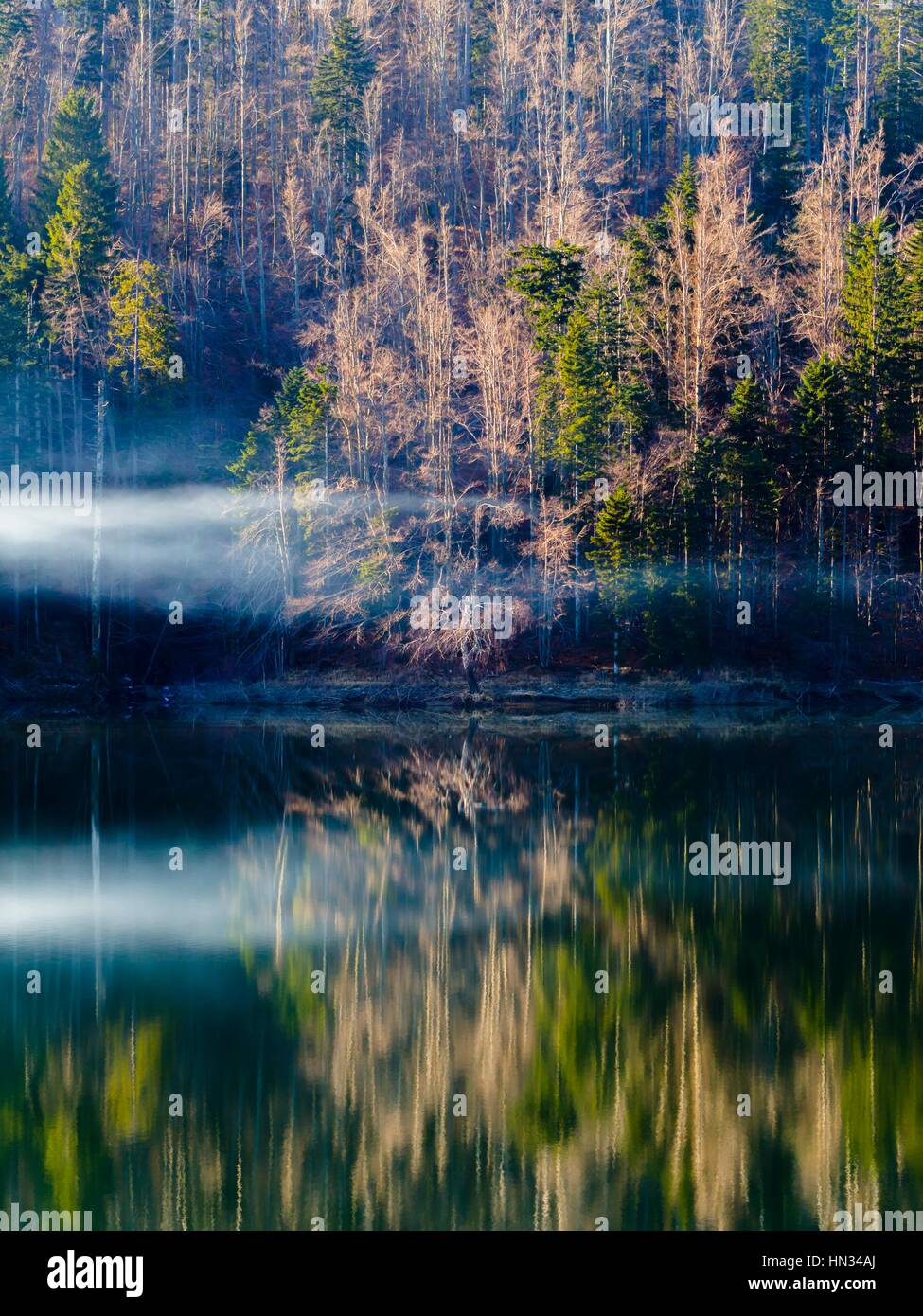 Picturesque calm lake Lokve in Croatia Gorski kotar Stock Photo