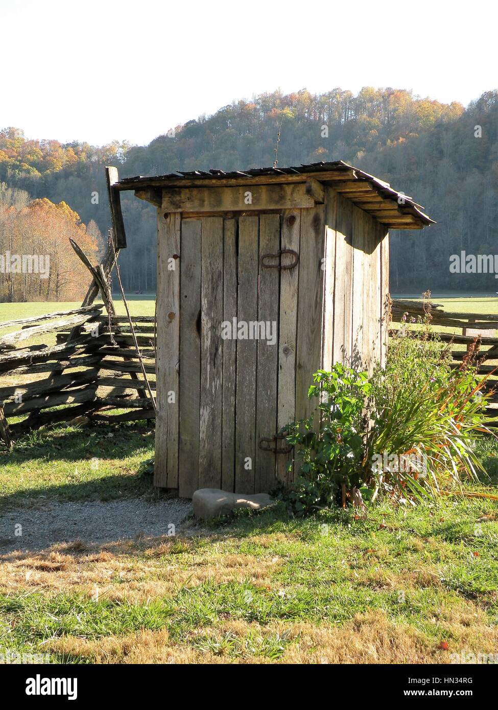 Rustic outhouse in the country Stock Photo Alamy