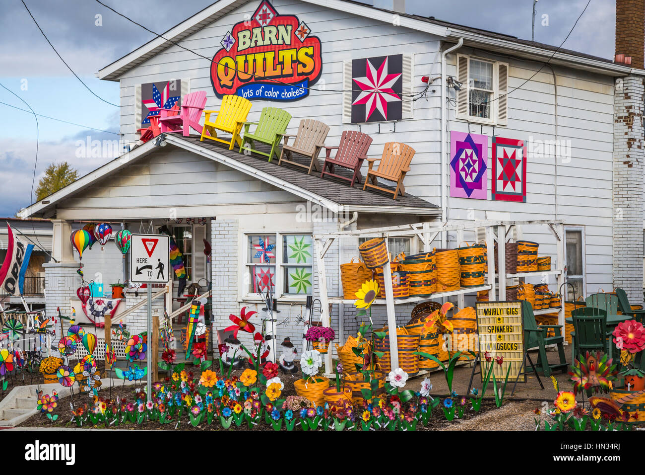 A retail shop, Barn Quilts in Berlin, Ohio, USA. Stock Photo