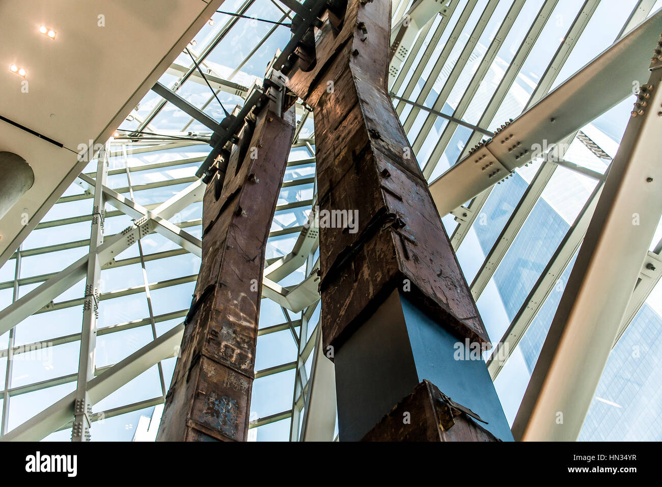 9 11 New York City twin tower attack pillar column ruin destroyed Stock Photo