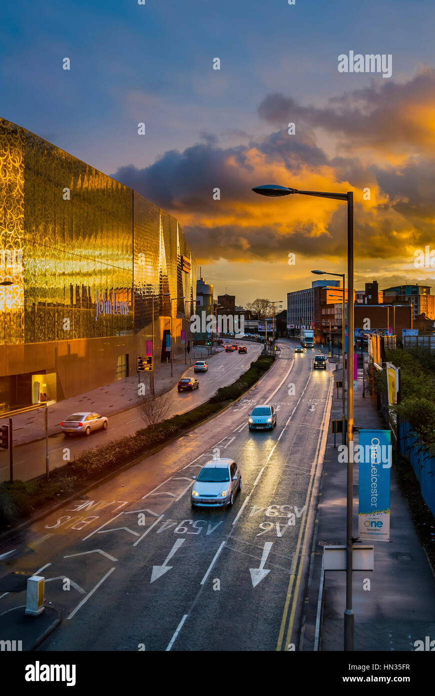 View of Vaughan Way Leicester with the John Lewis store in the