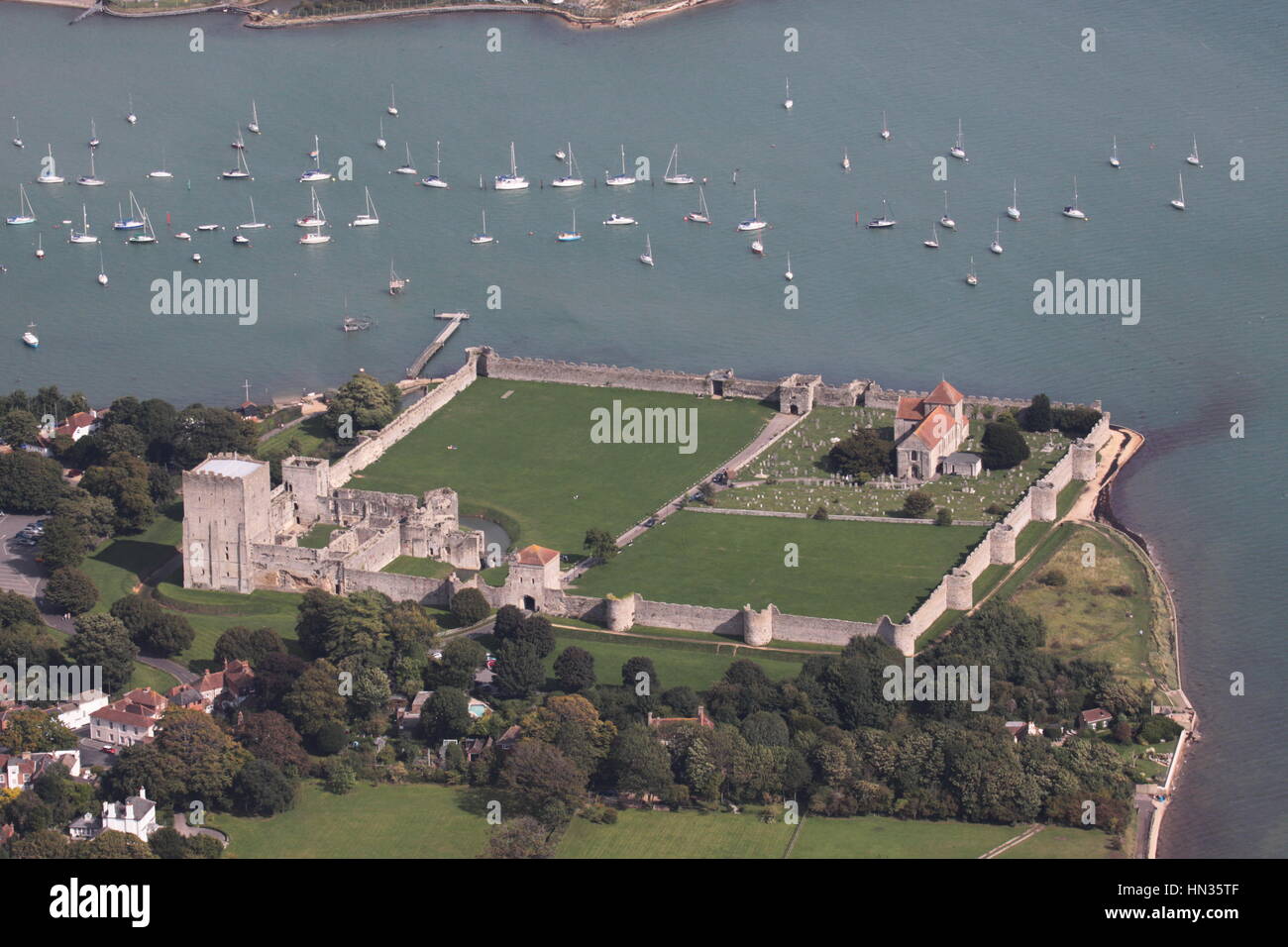 Portchester castle from air hires stock photography and images Alamy