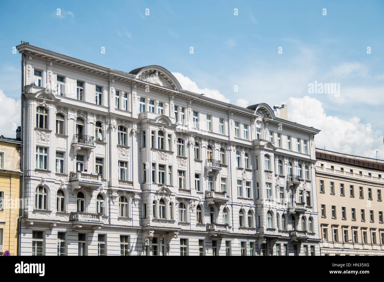 Poland warsaw similar flatiron building white facade classic culture design Stock Photo
