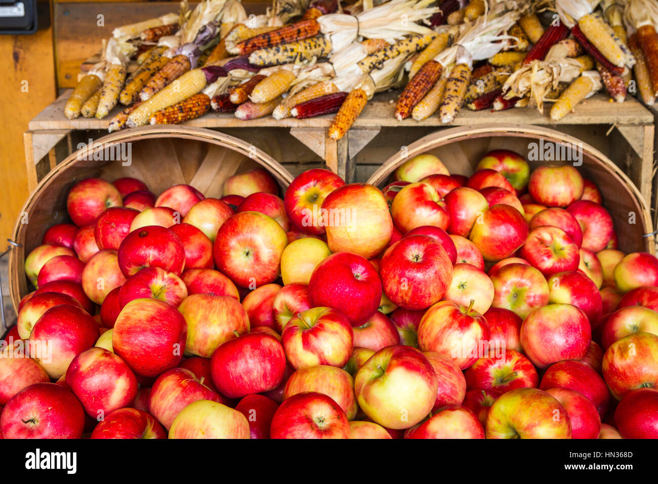 The Troyer's Country Market store apple display in Berlin, Ohio, USA