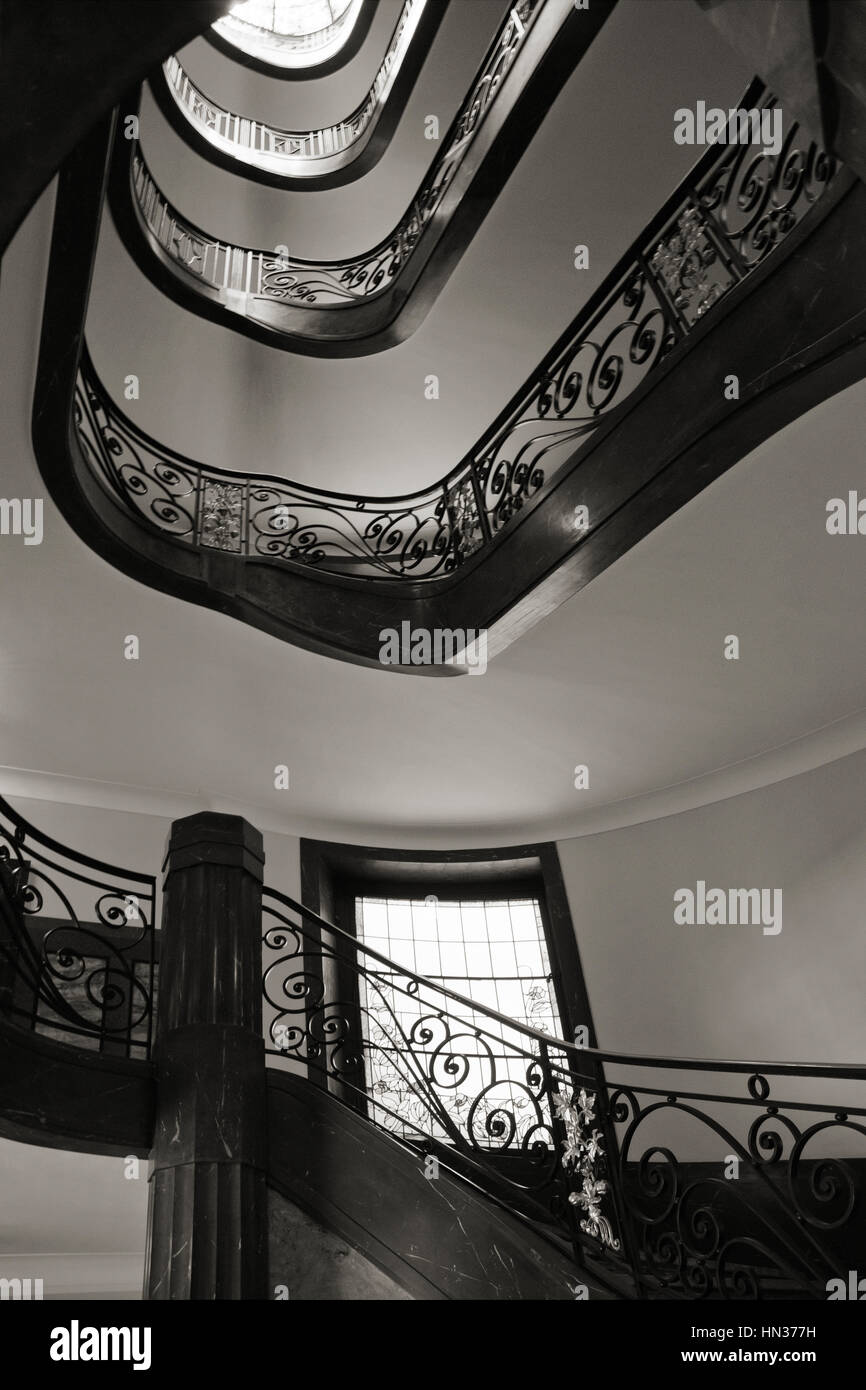 Spiral staircase in an art nouveau building in Brussels (Museum of Fine Arts) Stock Photo