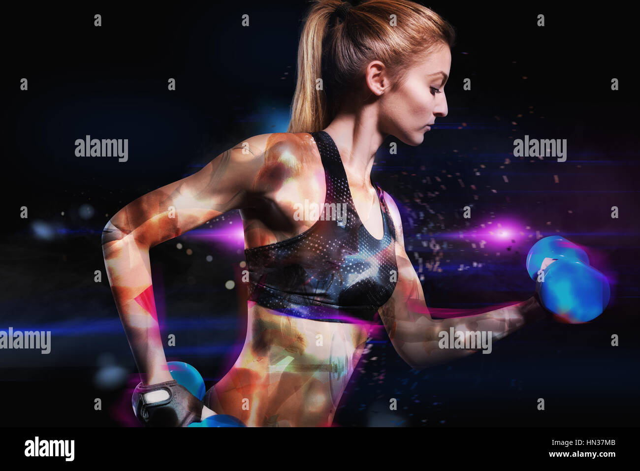 Galactic power workout Stock Photo