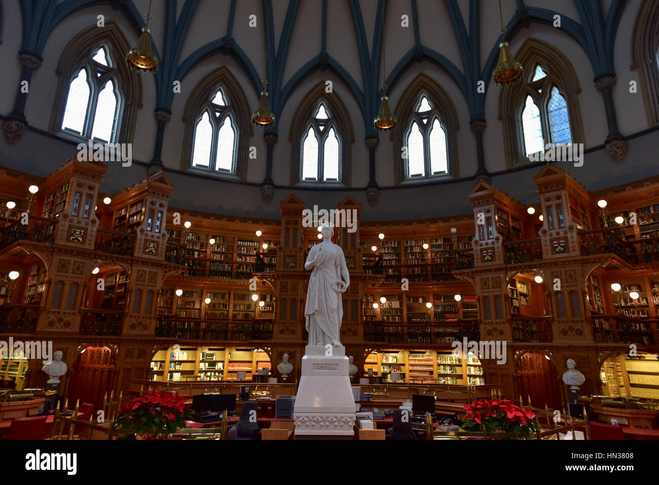 Queen Victoria in the Main Reading Room of the Library of Parliament on Parliament Hill in Ottawa, Ontario. Stock Photo
