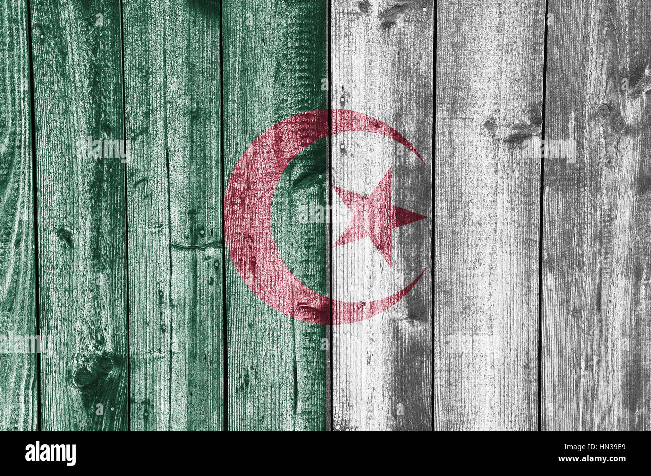 Flag of Algeria on weathered wood Stock Photo - Alamy